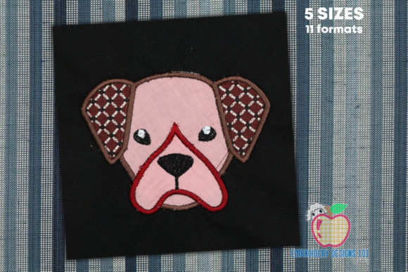 Boxer Dog Head Applique for Festive Creations