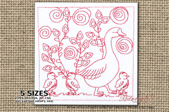 Charming Duck with Ducklings: A Perfect Embroidery Design