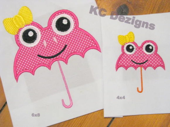 Charming Girl Frog Umbrella Embroidery