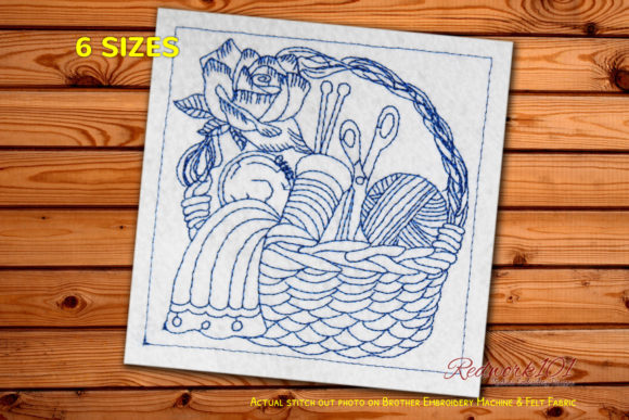 Charming Sewing Basket Redwork for Gifts