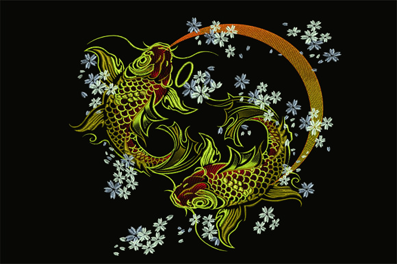 Gold Koi: A Stunning Embroidery Design for Personalized Gifts