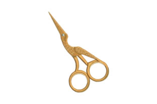 Golden Bird Scissors: A Charming Embroidery Design
