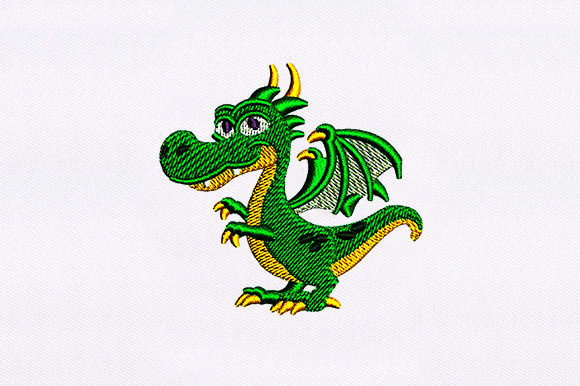 Happy Little Dragon: A Charming Embroidery Design