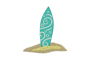 Surfboard in Sand: A Cool Embroidery Design