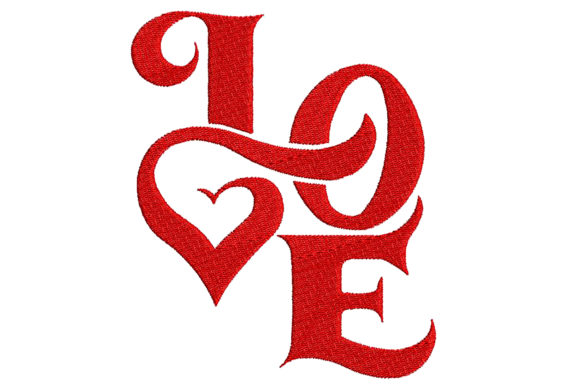 Word Love with Fancy Letters and Heart: A Festive Embroidery Design